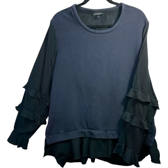 Lane Bryant Ruffled Sleeve Sweatshirt Plus SZ 22/24 Fairygoth Feminine Y2K Cozy - Picture 1 of 13